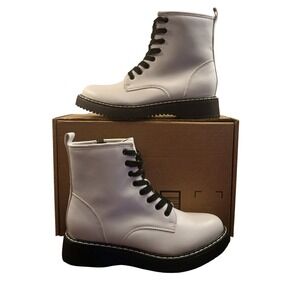 New No Box Madden Girl Kurrt White Lace/Zip Up Combat Boot Size 18m Women's #639